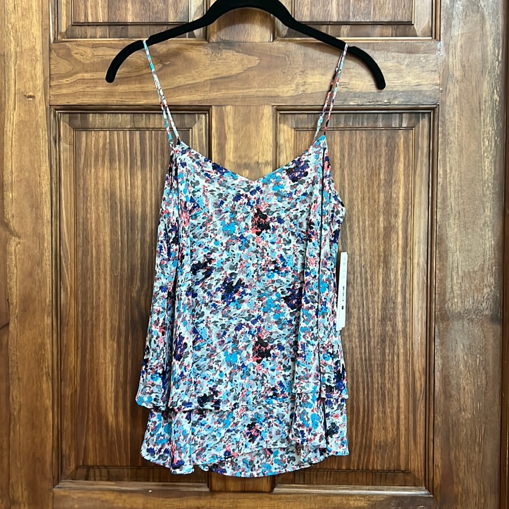 Aqua multicolored strappy top, size small